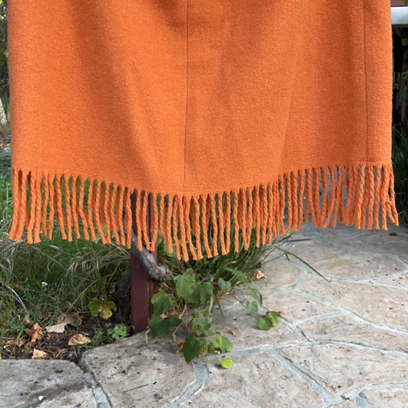 🎃 VINTAGE; Jones New York Wool w/Fringe Pumpkin-Colored Skirt Misses Sz. M/10!! - Picture 6 of 10